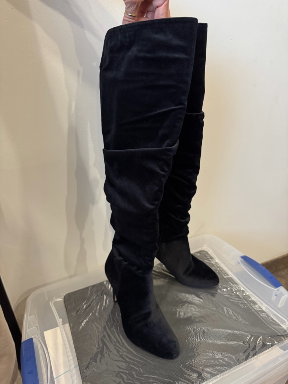 INC International Concepts Black Over-the-Knee Slouchy Stiletto Boots
